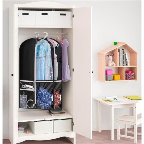 Dance Garment Bag Set of 2 Costume Dress Storage Travel Bags with Clear Pockets - Picture 6 of 7